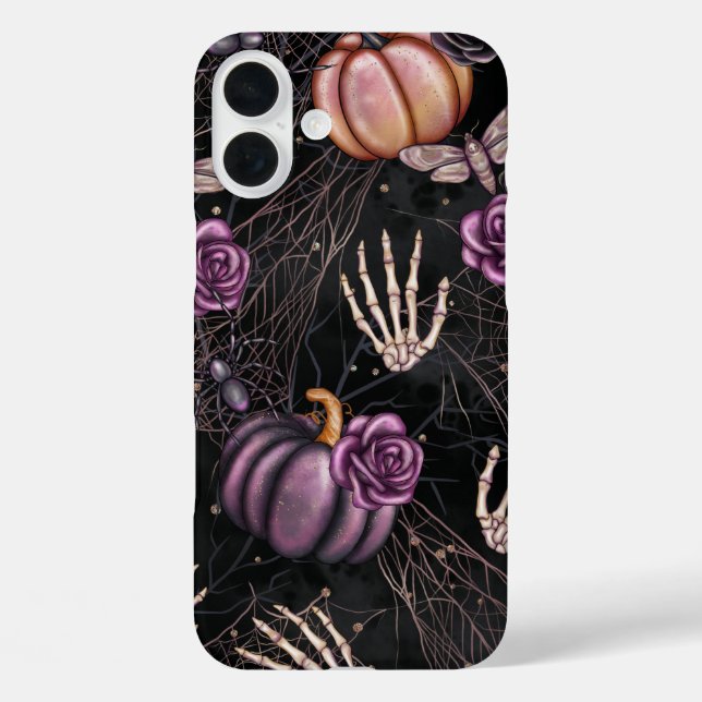 HALLOWEEN SKELETON HANDS PUMPKINS ROSES Case-Mate iPhone CASE (Back)