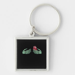 Halloween Skeleton Hands With Heart Classic Key Ring