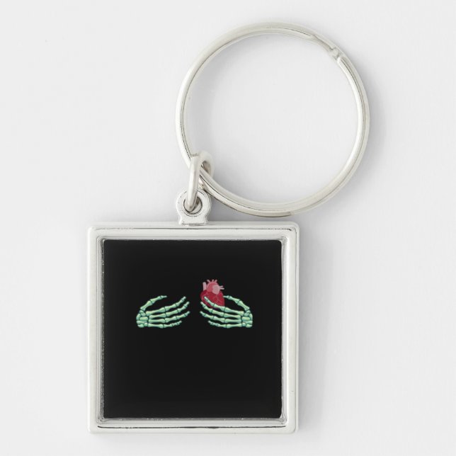 Halloween Skeleton Hands With Heart Classic Key Ring (Front)