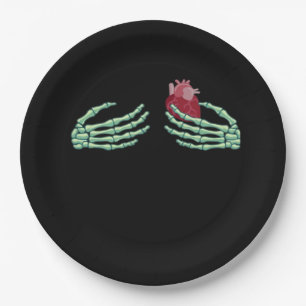 Halloween Skeleton Hands With Heart Classic Paper Plate