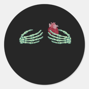 Halloween Skeleton Hands With Heart Classic Round Sticker