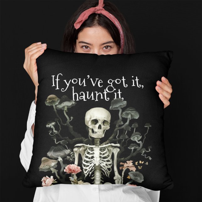 Halloween Skeleton Haunted Forest Black Cushion (Creator Uploaded)