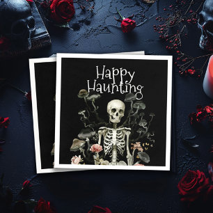 Halloween Skeleton Haunted Forest Party Black Napkin