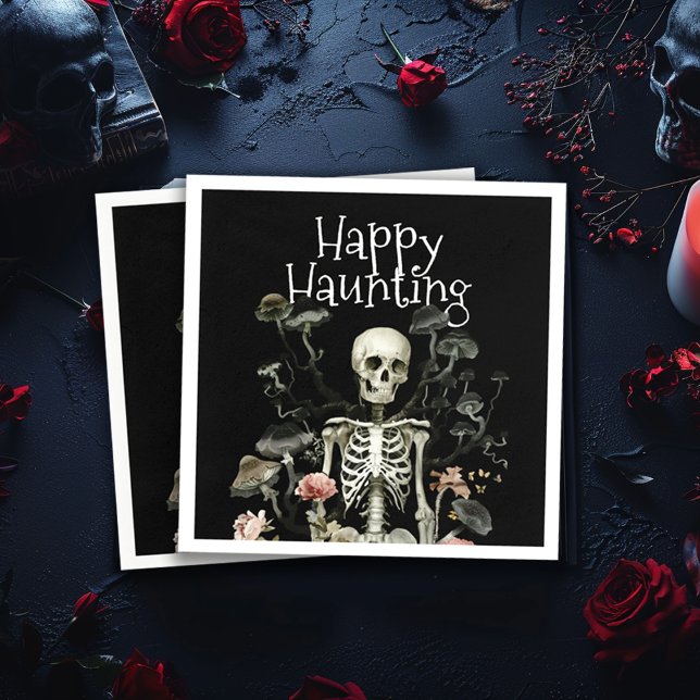 Halloween Skeleton Haunted Forest Party Black Napkin (Creator Uploaded)