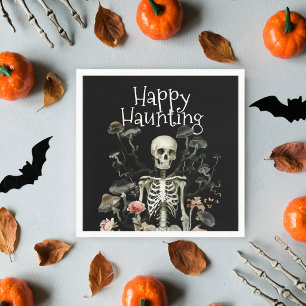Halloween Skeleton Haunted Forest Party Black Napkin