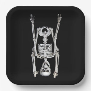 Halloween Skeleton Headstand Paper Plate