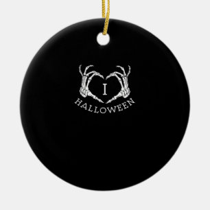 Halloween Skeleton Heart Fall Ceramic Ornament
