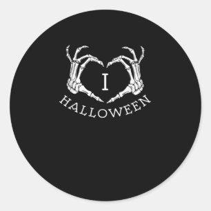Halloween Skeleton Heart Fall Classic Round Sticker