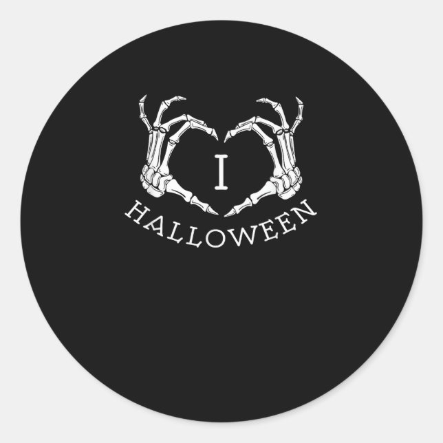 Halloween Skeleton Heart Fall Classic Round Sticker (Front)