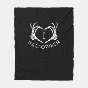 Halloween Skeleton Heart Fall Fleece Blanket