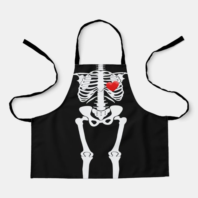 Halloween Skeleton Heart For Kids All-Over Print Apron (Front)
