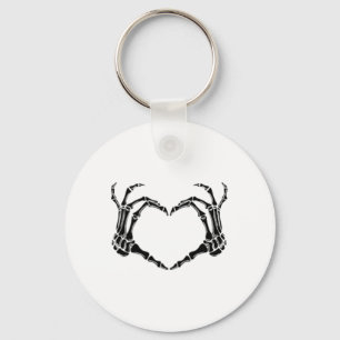 Halloween Skeleton Heart Hands Key Ring