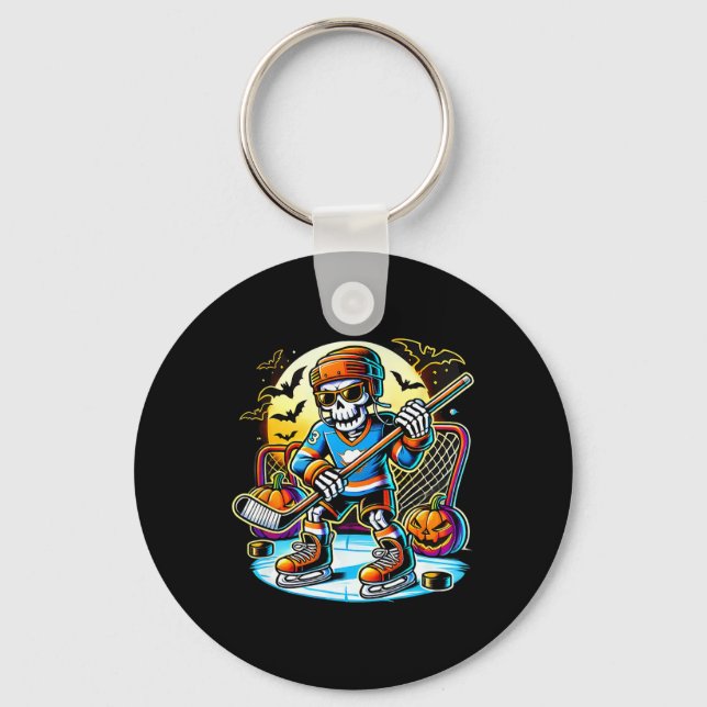 Halloween Skeleton Hockey (1)  Key Ring (Front)