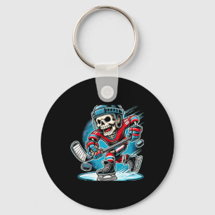 Halloween Skeleton Hockey Key Ring