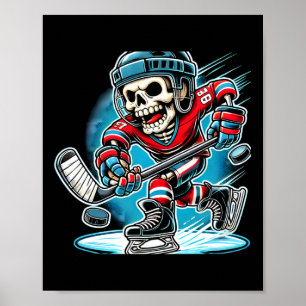 Halloween Skeleton Hockey Poster
