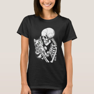 Halloween Skeleton Holding Cat Spooky Season Toddl T-Shirt
