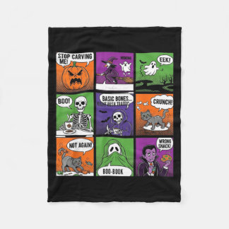 Halloween Skeleton Humour Comic Panels Fleece Blanket