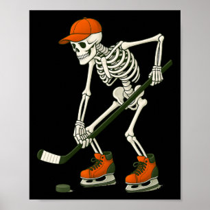 Halloween Skeleton Ice Hockey Costume Funny Men Bo Poster
