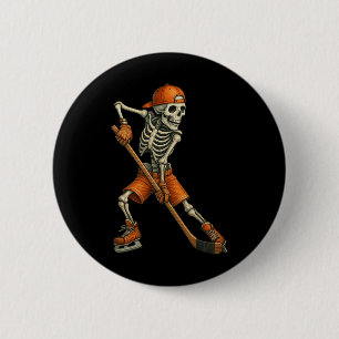 Halloween Skeleton Ice Hockey Spooky Season Sports 6 Cm Round Badge