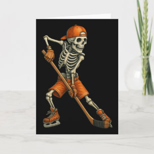 Halloween Skeleton Ice Hockey Spooky Season Sports Card