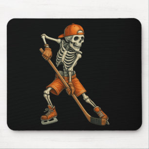 Halloween Skeleton Ice Hockey Spooky Season Sports Mouse Pad