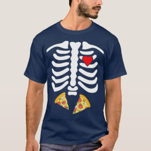 Halloween Skeleton Junk Food Belly Pizza T-Shirt