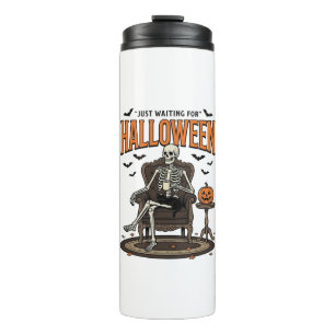 Halloween Skeleton Just Waiting Funny Vintage_1 Thermal Tumbler