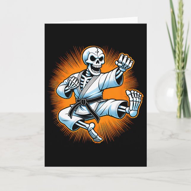 Halloween Skeleton Karate 1  Card (Front)