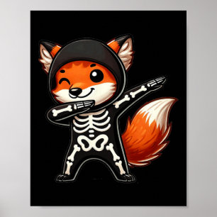 Halloween Skeleton Kids Women Men Fox Poster