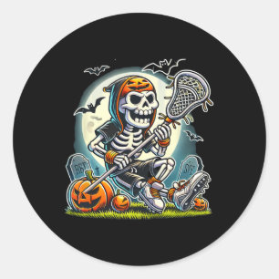 Halloween Skeleton Lacrosse Classic Round Sticker