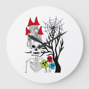 halloween skeleton   large clock