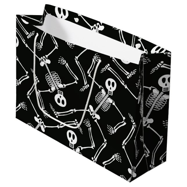 Halloween skeleton large gift bag (Front Angled)