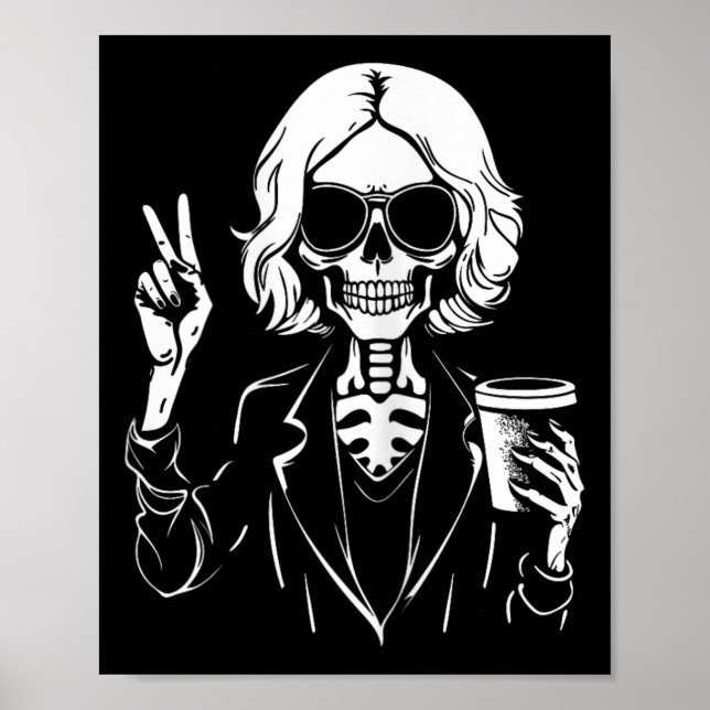 Halloween Skeleton Lazy Drinking Cup Coffee Costum Poster (Front)