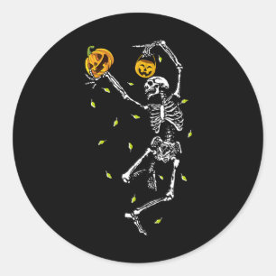 Halloween Skeleton  Men Women Dance Skeleton Pumpk Classic Round Sticker