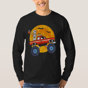 Halloween Skeleton Monster Truck Kids Boys Toddler T-Shirt