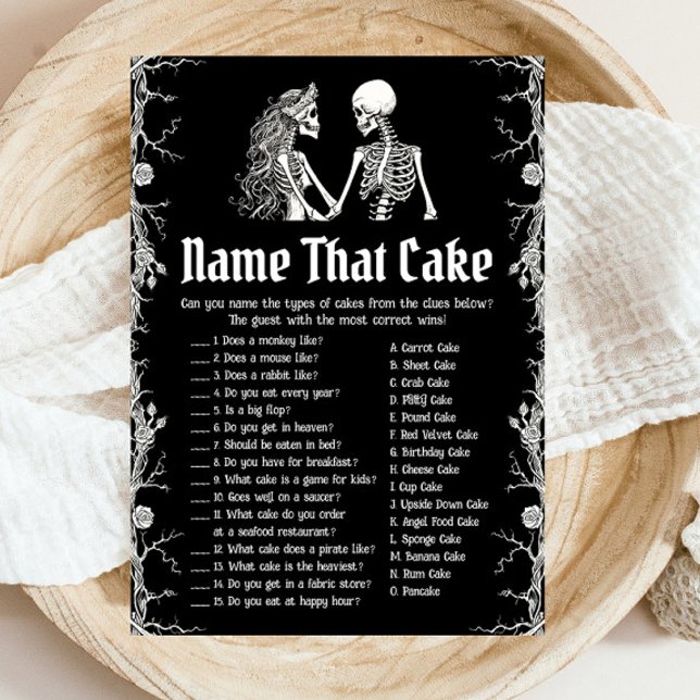 Halloween Skeleton Name That Cake Bridal Game Invitation (Creator Uploaded)