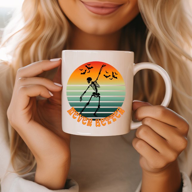 Halloween skeleton never better dancing sunset bat coffee mug (Creator Uploaded)