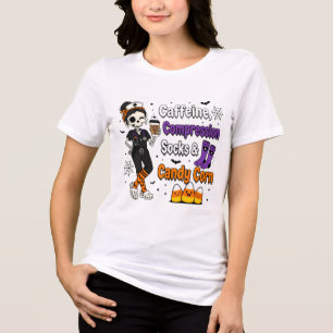 Halloween Skeleton Nurse Funny T-Shirt Tri-Blend Shirt