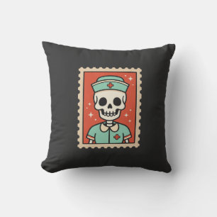 Halloween Skeleton Nurse Stamp Design_1 Cushion
