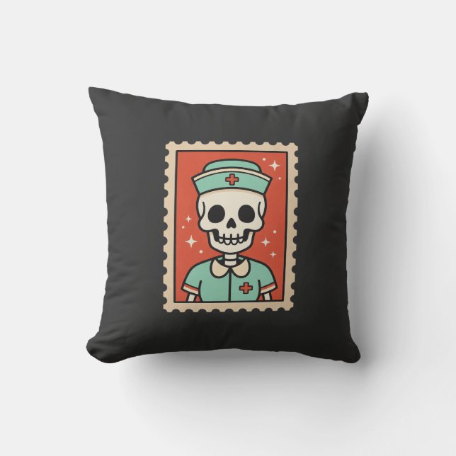 Halloween Skeleton Nurse Stamp Design_1 Cushion (Front)