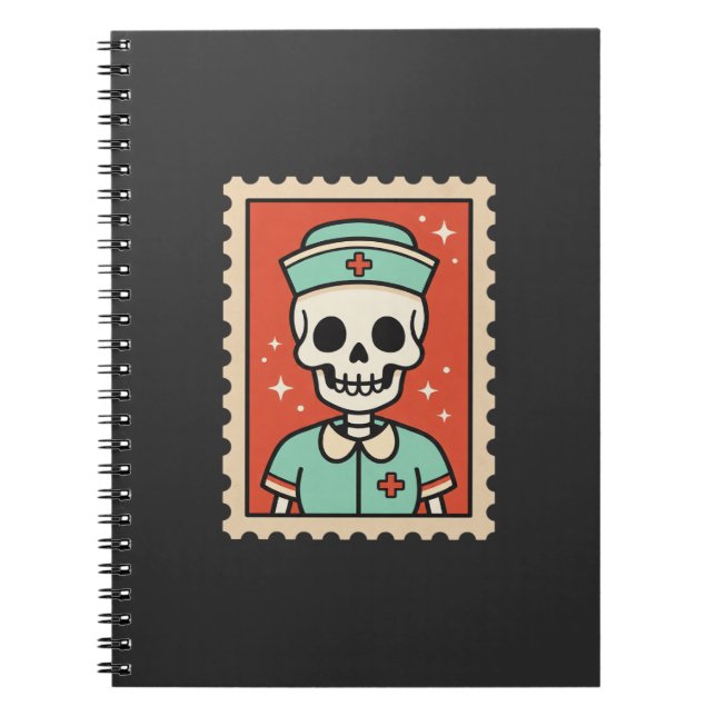 Halloween Skeleton Nurse Stamp Design_1 Notebook (Front)