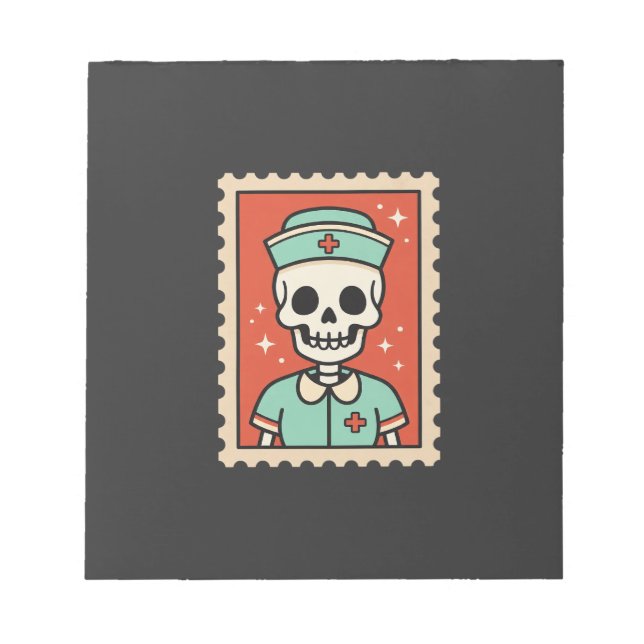 Halloween Skeleton Nurse Stamp Design_1 Notepad (Front)