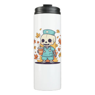 Halloween Skeleton Nurse With Coffee Classic T-Shi Thermal Tumbler