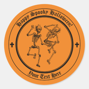 Halloween Skeleton Orange & Black Sticker