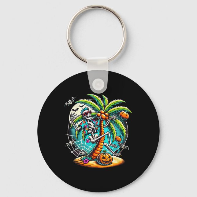 Halloween Skeleton Palm Tree  Key Ring (Front)