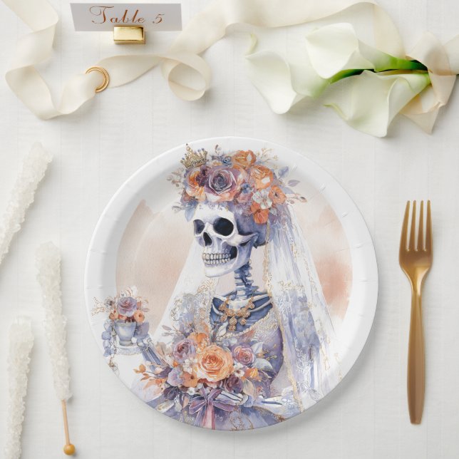 Halloween Skeleton Paper Plates (Wedding)