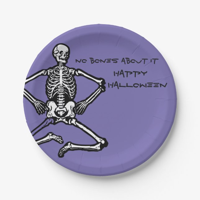 Halloween Skeleton Paper Plates 7" (Front)