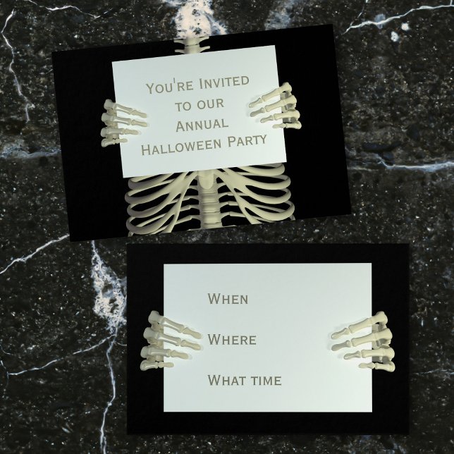 Halloween Skeleton Party Mini Invitations (Mini business card sized Halloween party invitations)