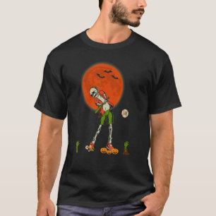 Halloween Skeleton Playing Baseball Scary Pumpkins T-Shirt