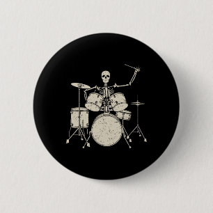 Halloween Skeleton Playing Drum Cute Funny Drums G 6 Cm Round Badge